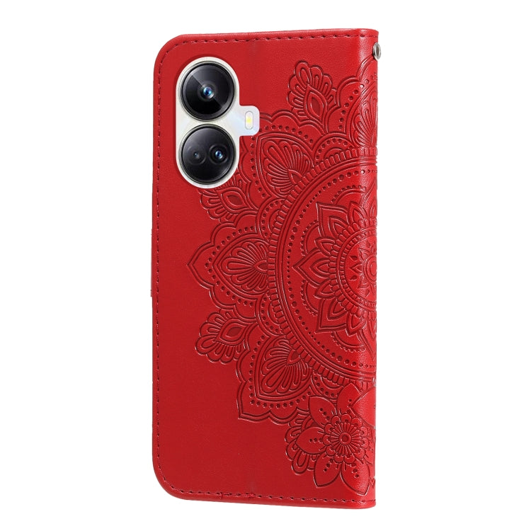 For Realme 10 Pro+ 5G 7-petal Flowers Embossing Leather Phone Case