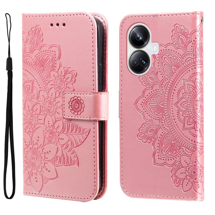 For Realme 10 Pro+ 5G 7-petal Flowers Embossing Leather Phone Case