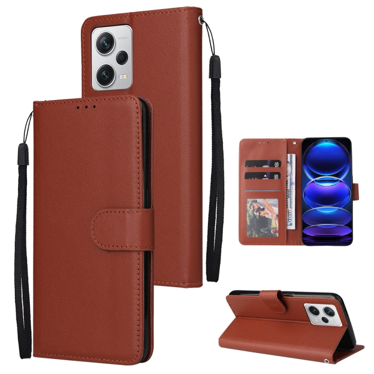 For Xiaomi Redmi Note 12 Pro+ China Multifunctional 3 Card Slots Leather Phone Case