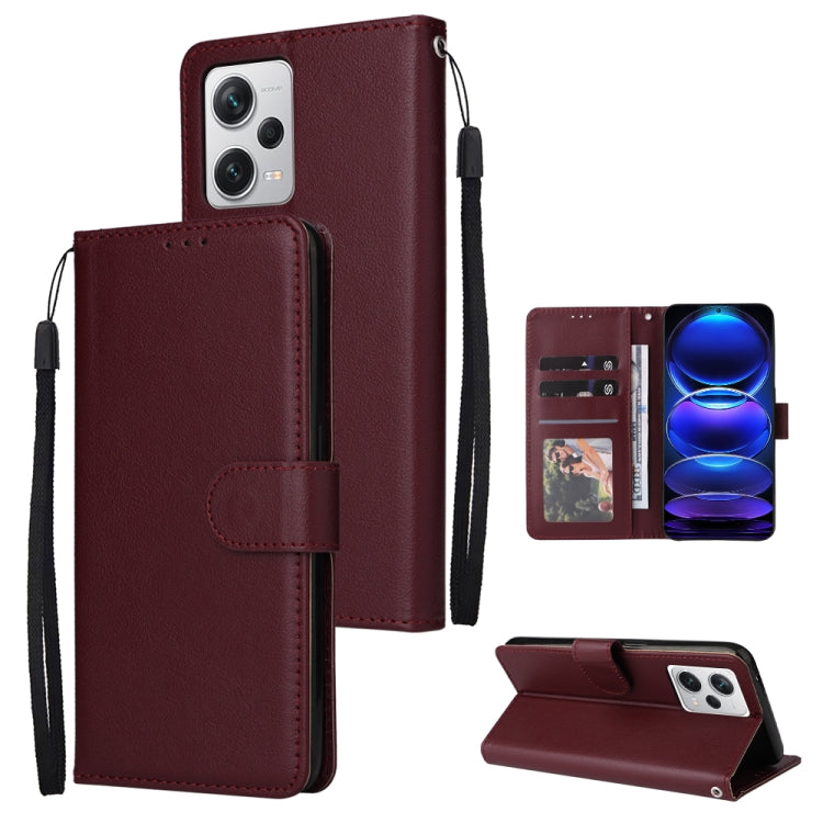 For Xiaomi Redmi Note 12 Pro+ China Multifunctional 3 Card Slots Leather Phone Case