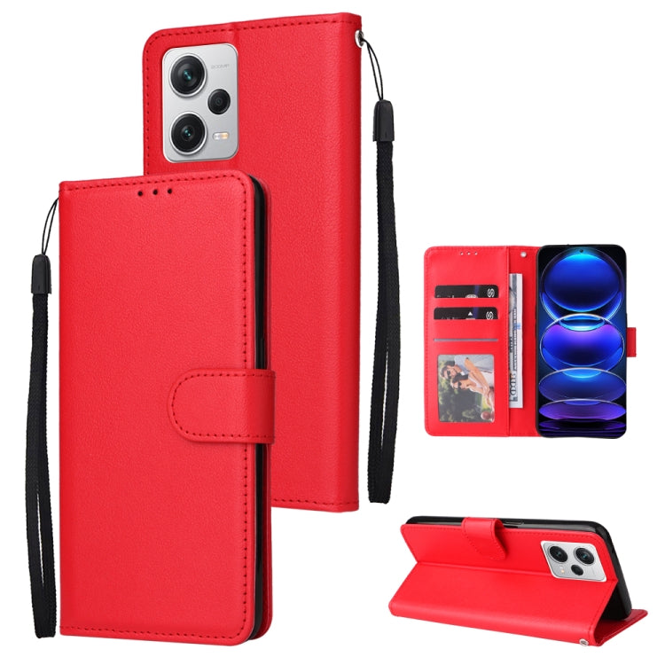 For Xiaomi Redmi Note 12 Pro+ China Multifunctional 3 Card Slots Leather Phone Case