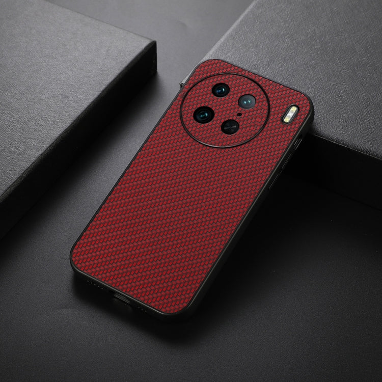 For vivo X90 Pro Accurate Hole Carbon Fiber Texture PU Phone Case