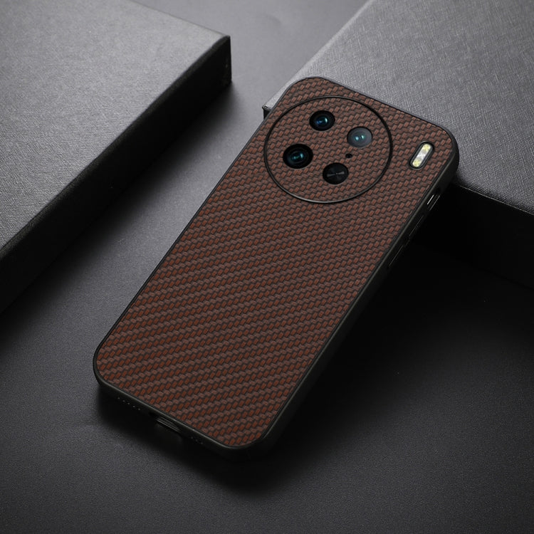 For vivo X90 Pro Accurate Hole Carbon Fiber Texture PU Phone Case