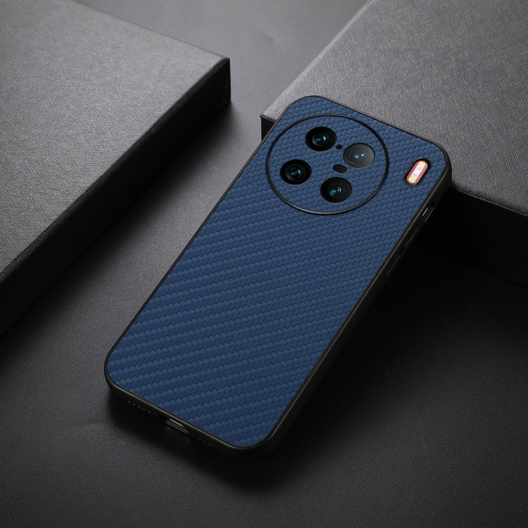 For vivo X90 Pro+ Accurate Hole Carbon Fiber Texture PU Phone Case
