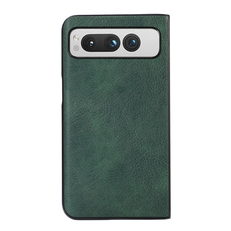 For Google Pixel Fold Two-color Litchi Texture PU Phone Case