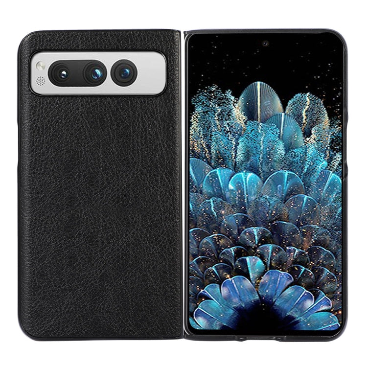 For Google Pixel Fold Two-color Litchi Texture PU Phone Case