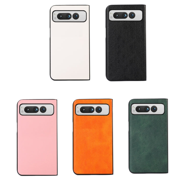 For Google Pixel Fold Two-color Litchi Texture PU Phone Case