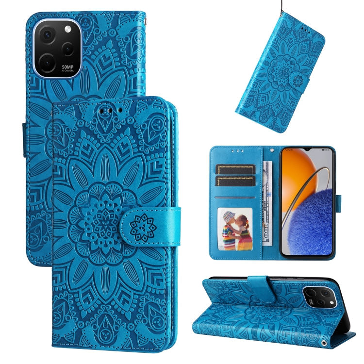 For Huawei nova Y61 Embossed Sunflower Leather Phone Case