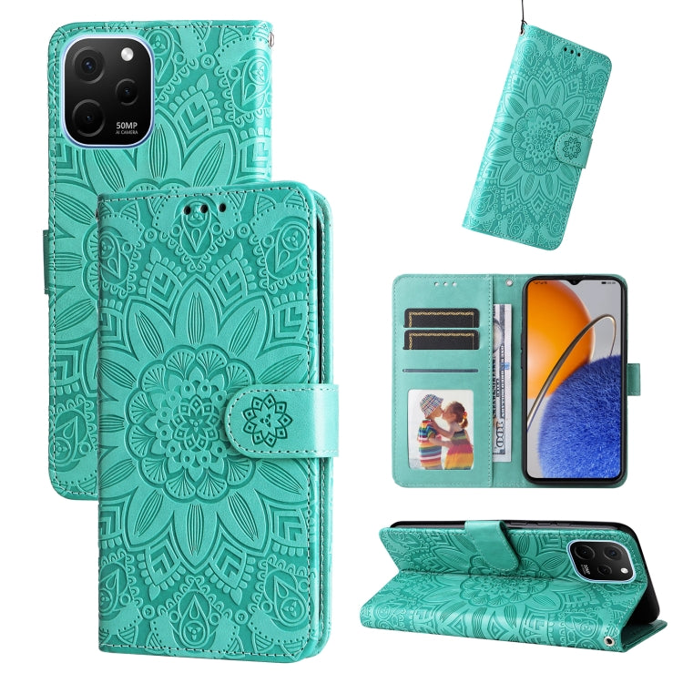For Huawei nova Y61 Embossed Sunflower Leather Phone Case