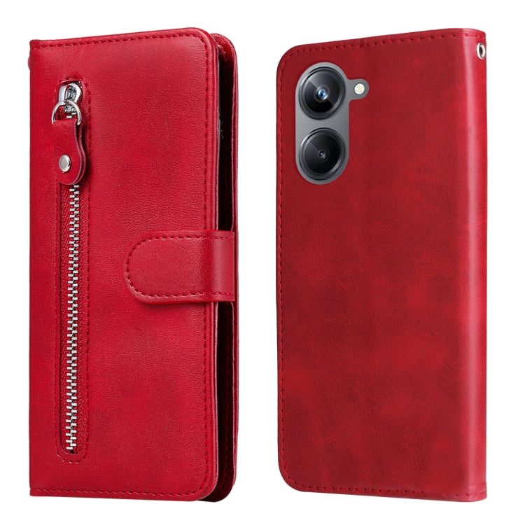 For Realme 10 4G Global Calf Texture Zipper Leather Phone Case