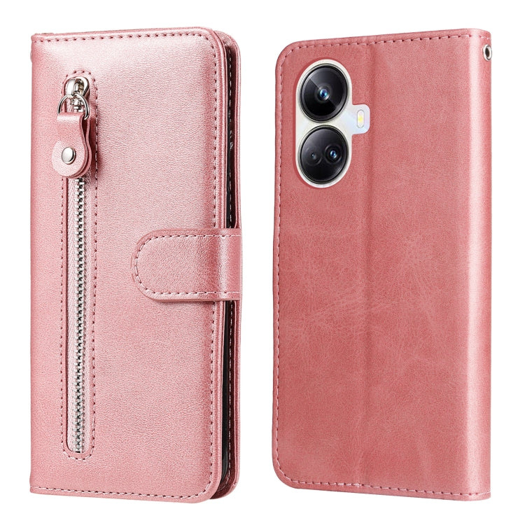 For Realme 10 Pro+ 5G Calf Texture Zipper Leather Phone Case