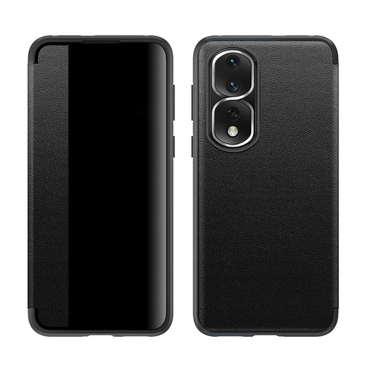 For Honor 80 Pro Magnetic Side Window View Leather Smart Phone Case