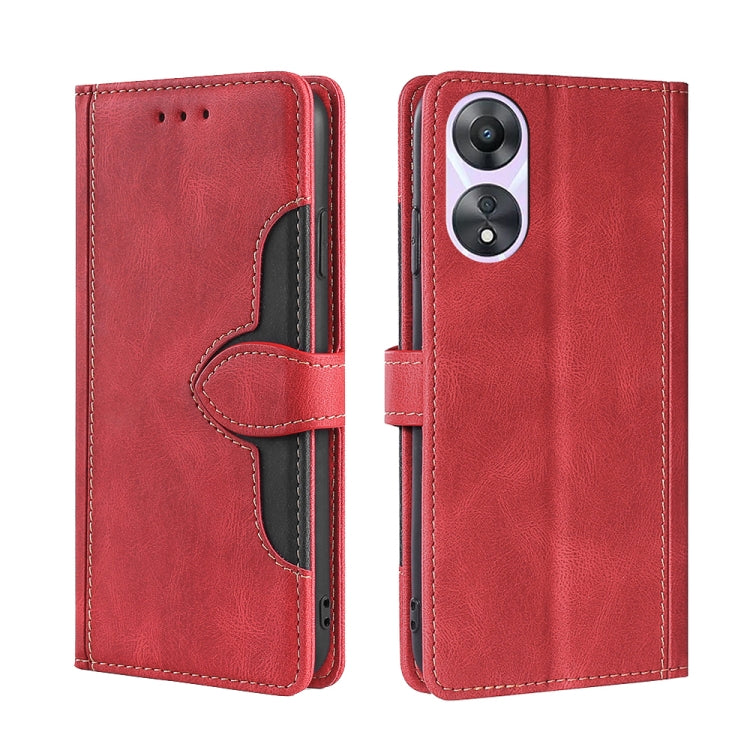 For OPPO A58 5G Skin Feel Magnetic Buckle Leather Phone Case