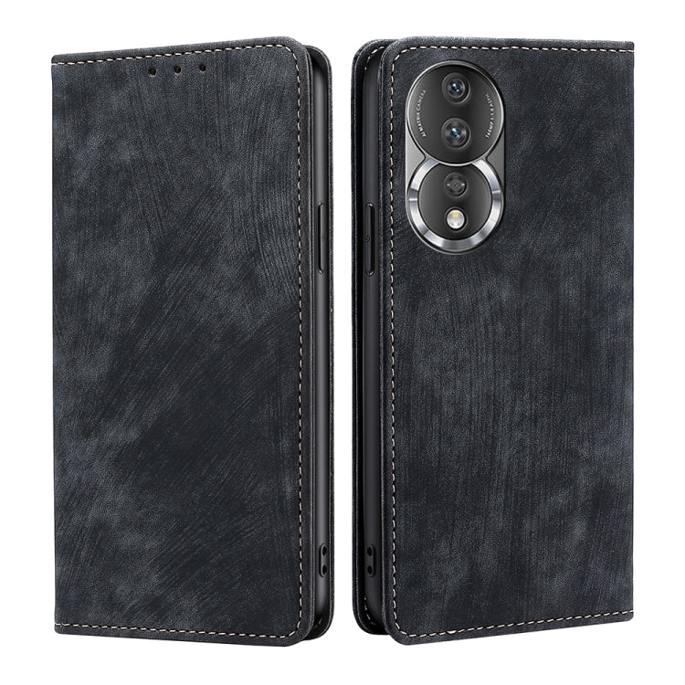 For Honor 80 RFID Anti-theft Brush Magnetic Leather Phone Case