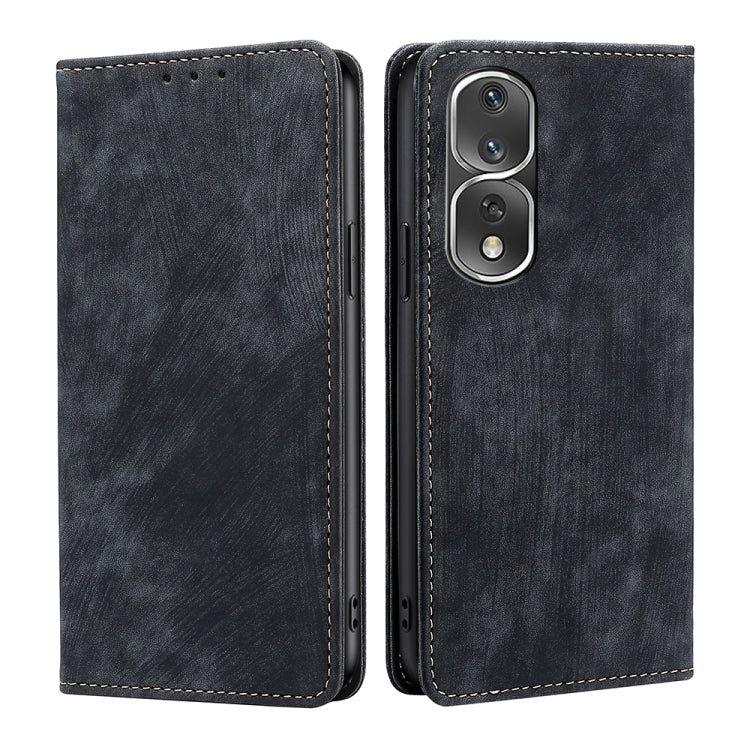 For Honor 80 Pro RFID Anti-theft Brush Magnetic Leather Phone Case