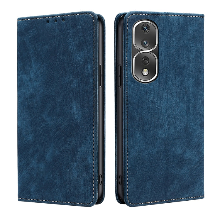 For Honor 80 Pro RFID Anti-theft Brush Magnetic Leather Phone Case