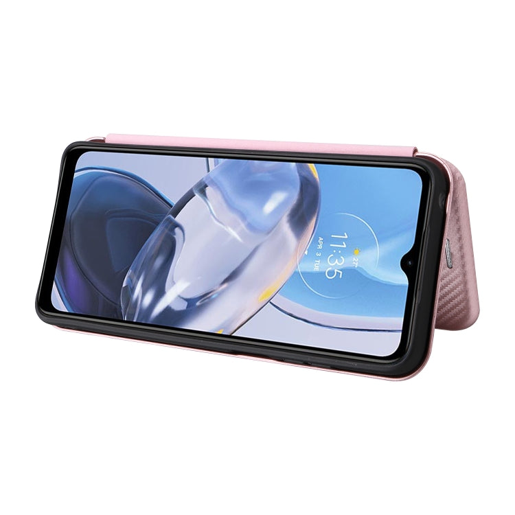 For Motorola  Moto E22 4G / Moto E22i 4G Global Carbon Fiber Texture Horizontal Flip PU Phone Case