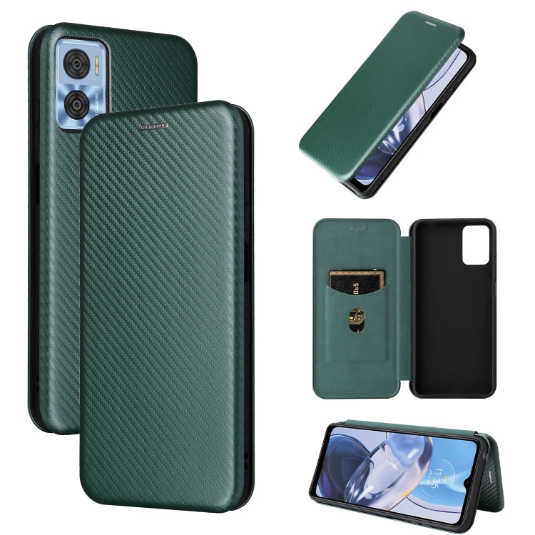 For Motorola  Moto E22 4G / Moto E22i 4G Global Carbon Fiber Texture Horizontal Flip PU Phone Case