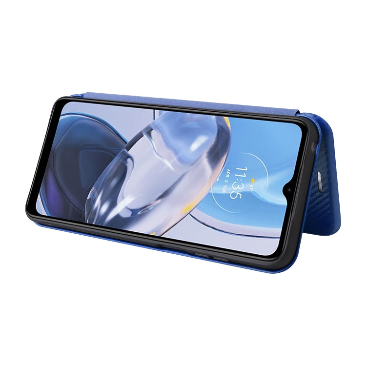 For Motorola  Moto E22 4G / Moto E22i 4G Global Carbon Fiber Texture Horizontal Flip PU Phone Case