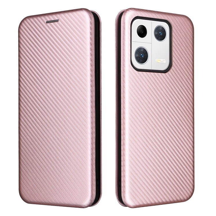 For Xiaomi 13 Pro Global Carbon Fiber Texture Horizontal Flip PU Phone Case