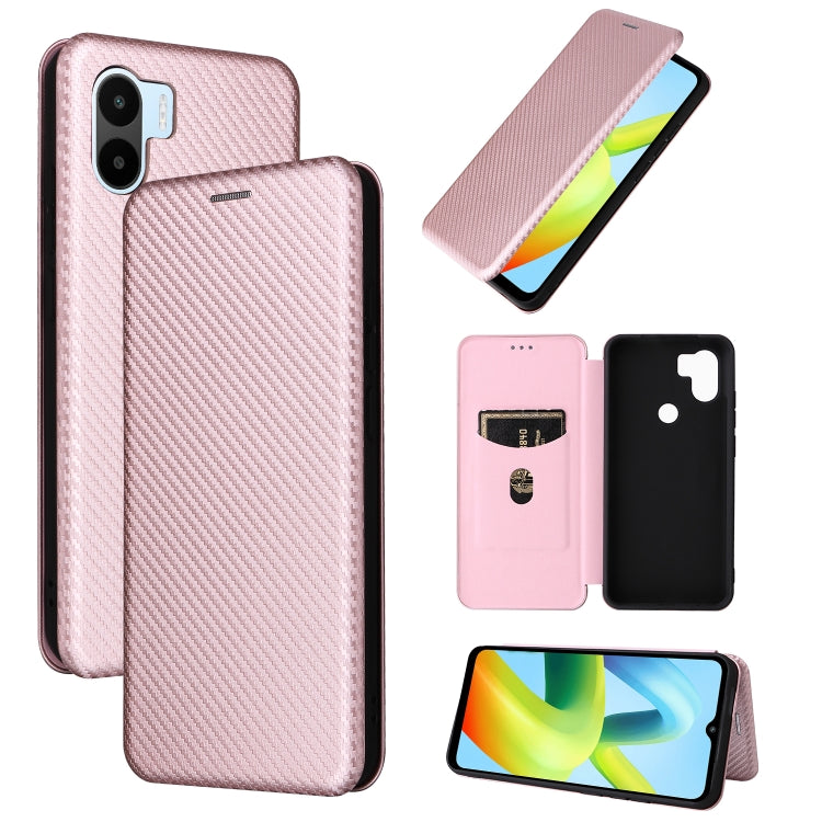 For Xiaomi Redmi A1+ Global Carbon Fiber Texture Horizontal Flip PU Phone Case