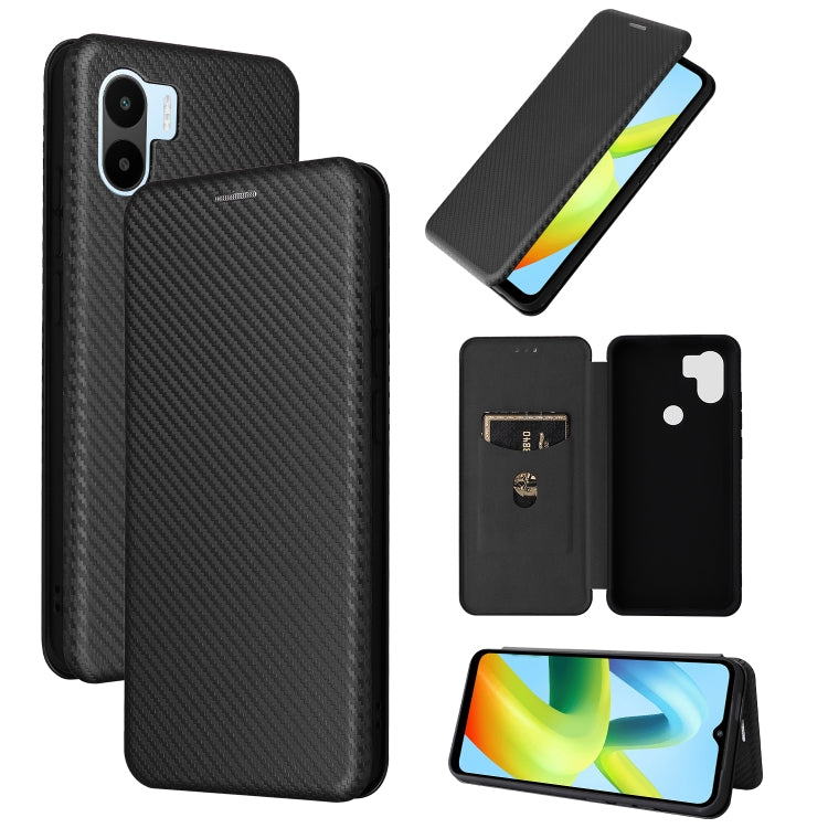 For Xiaomi Redmi A1+ Global Carbon Fiber Texture Horizontal Flip PU Phone Case
