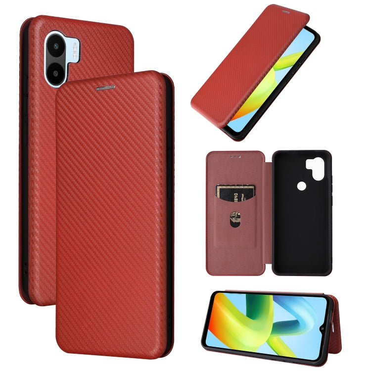 For Xiaomi Redmi A1+ Global Carbon Fiber Texture Horizontal Flip PU Phone Case