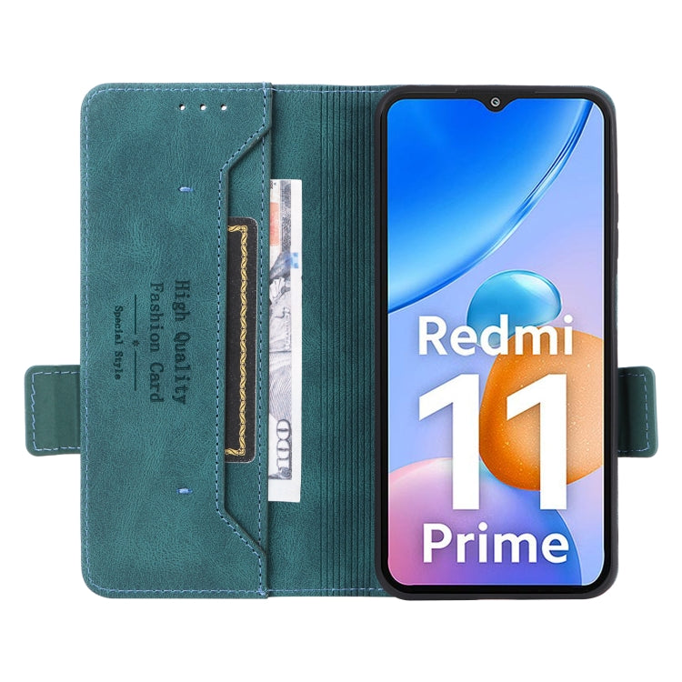 For Xiaomi Redmi 11 Prime 4G Magnetic Clasp Flip Leather Phone Case