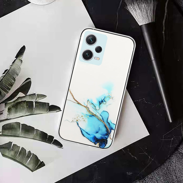 For Xiaomi Redmi Note 12 Pro 5G China Hollow Marble Pattern TPU Precise Hole Phone Protective Case