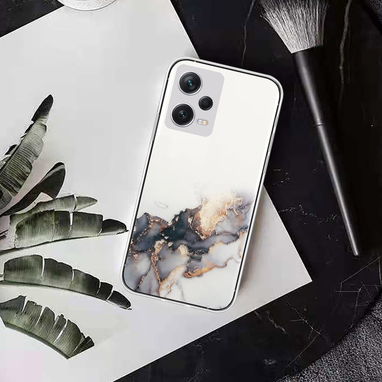 For Xiaomi Redmi Note 12 Pro 5G China Hollow Marble Pattern TPU Precise Hole Phone Protective Case