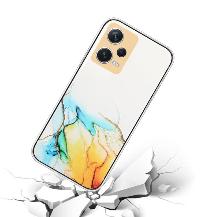 For Xiaomi Redmi Note 12 Pro 5G China Hollow Marble Pattern TPU Precise Hole Phone Protective Case