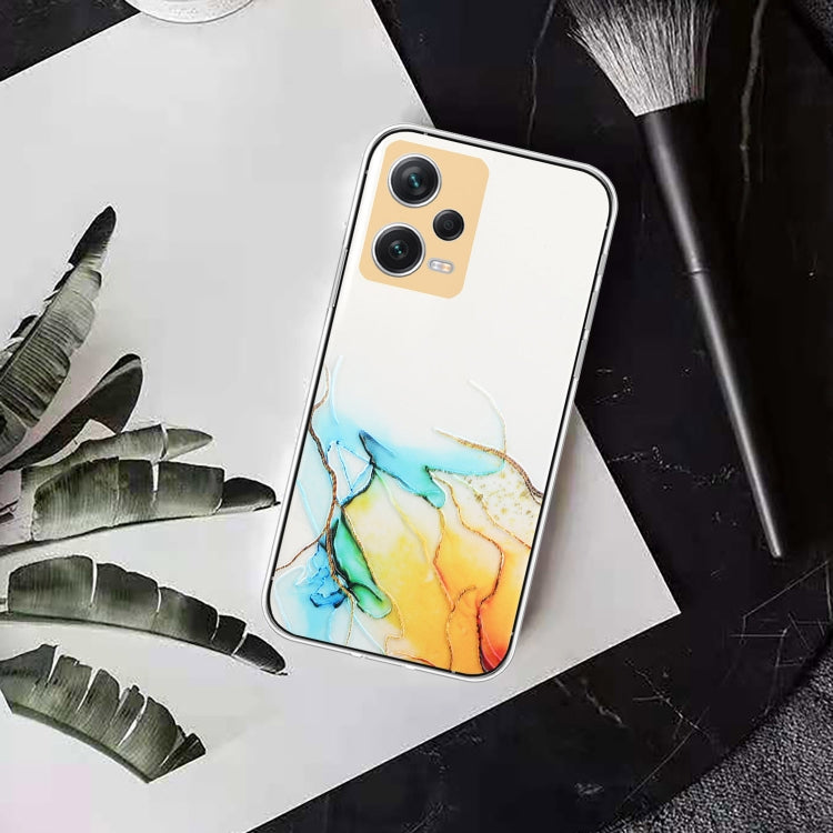 For Xiaomi Redmi Note 12 Pro 5G China Hollow Marble Pattern TPU Precise Hole Phone Protective Case