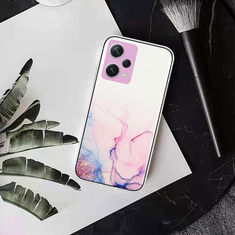 For Xiaomi Redmi Note 12 Pro 5G China Hollow Marble Pattern TPU Precise Hole Phone Protective Case