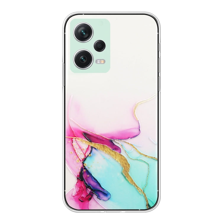 For Xiaomi Redmi Note 12 Pro 5G China Hollow Marble Pattern TPU Precise Hole Phone Protective Case