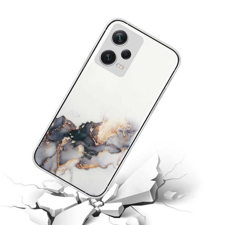 For Xiaomi Redmi Note 12 Pro+ China Hollow Marble Pattern TPU Precise Hole Phone Protective Case