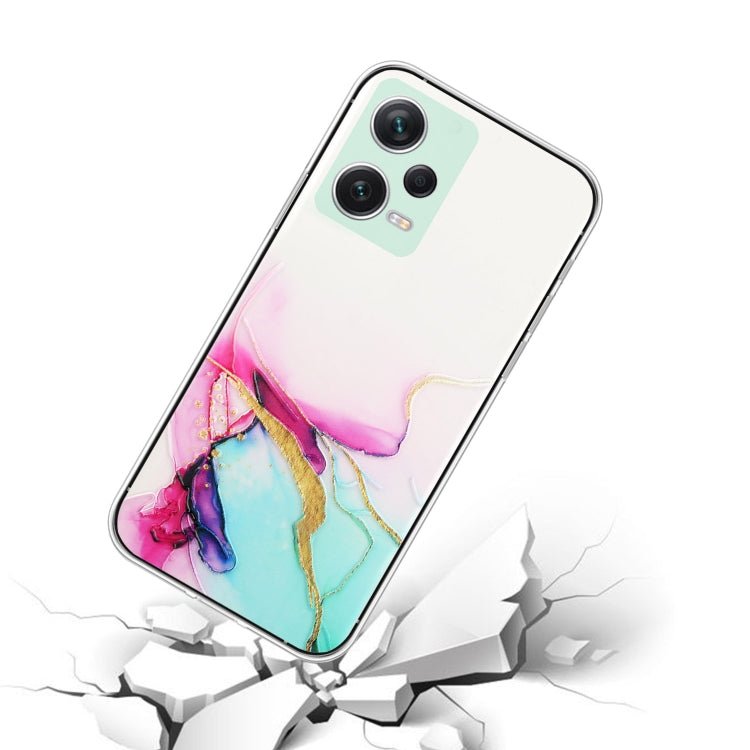 For Xiaomi Redmi Note 12 Pro+ China Hollow Marble Pattern TPU Precise Hole Phone Protective Case