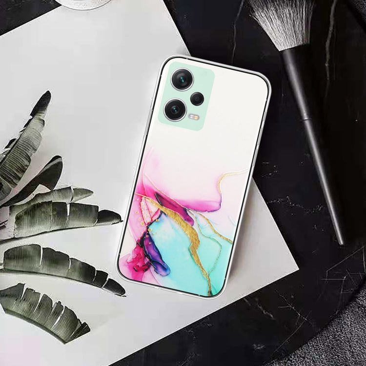 For Xiaomi Redmi Note 12 Pro+ China Hollow Marble Pattern TPU Precise Hole Phone Protective Case