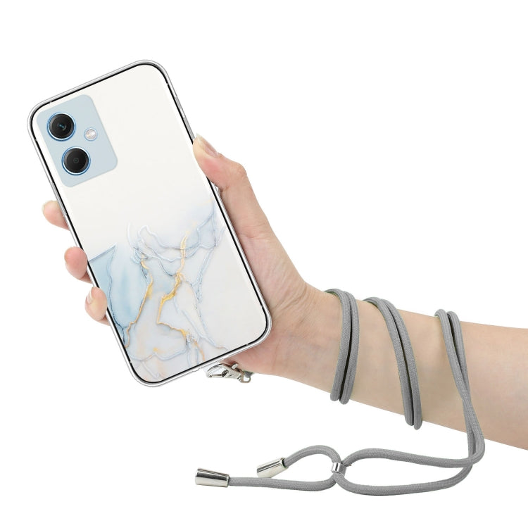 For Xiaomi Redmi Note 12 China Hollow Marble Pattern TPU Shockproof Phone Case with Neck Strap Rope