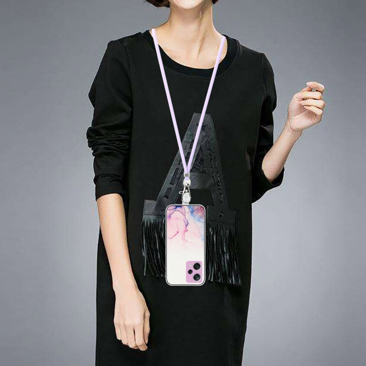 For Xiaomi Redmi Note 12 Pro 5G China Hollow Marble Pattern TPU Shockproof Phone Case with Neck Strap Rope