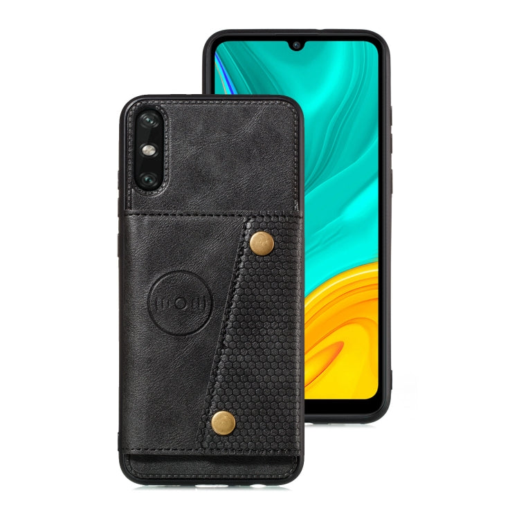 For Huawei Enjoy 10e PU + TPU Shockproof Magnetic Protective Case with Card Slots