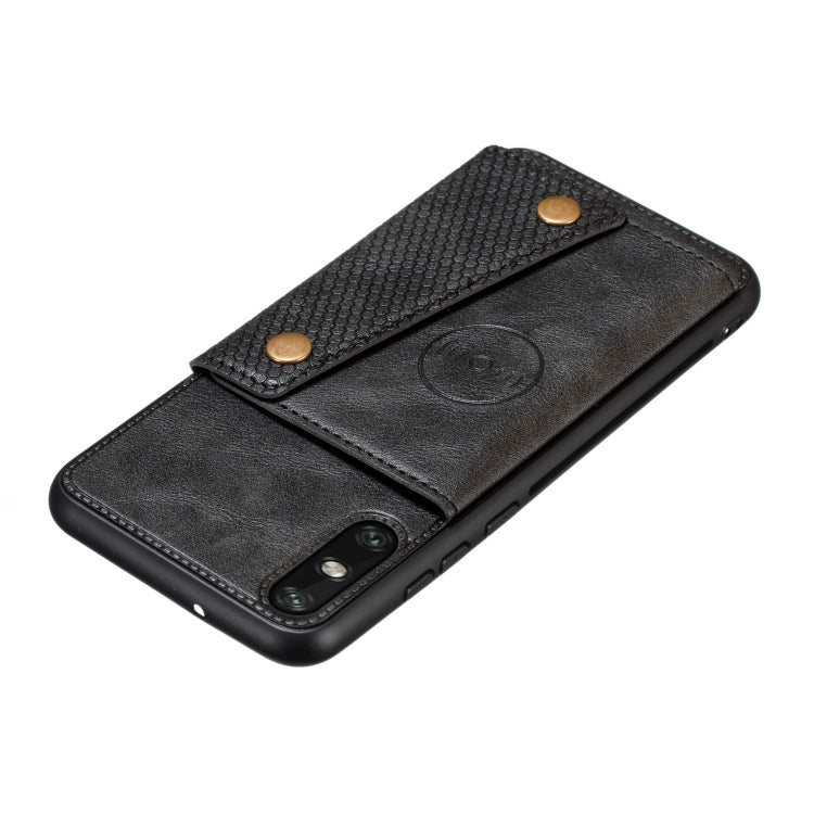 For Huawei Enjoy 10e PU + TPU Shockproof Magnetic Protective Case with Card Slots