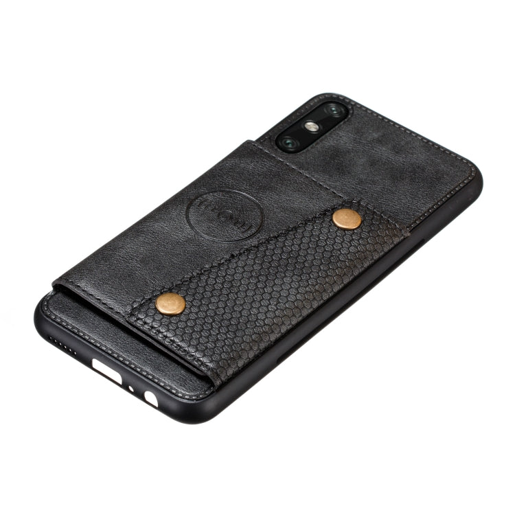 For Huawei Enjoy 10e PU + TPU Shockproof Magnetic Protective Case with Card Slots