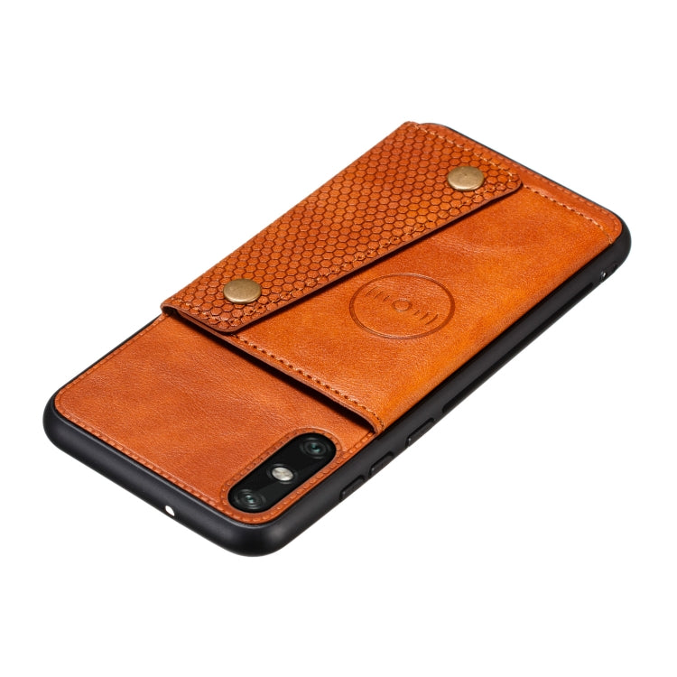 For Huawei Enjoy 10e PU + TPU Shockproof Magnetic Protective Case with Card Slots