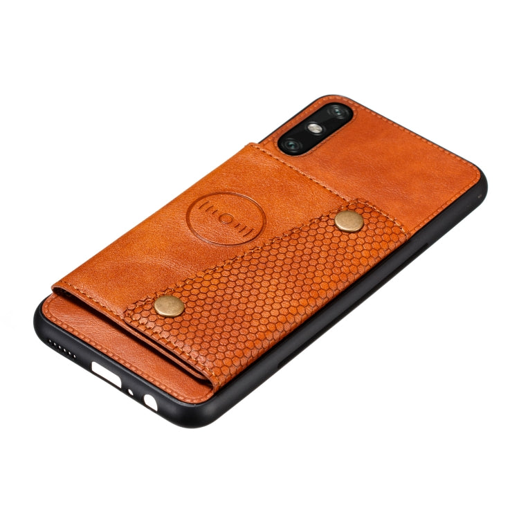 For Huawei Enjoy 10e PU + TPU Shockproof Magnetic Protective Case with Card Slots