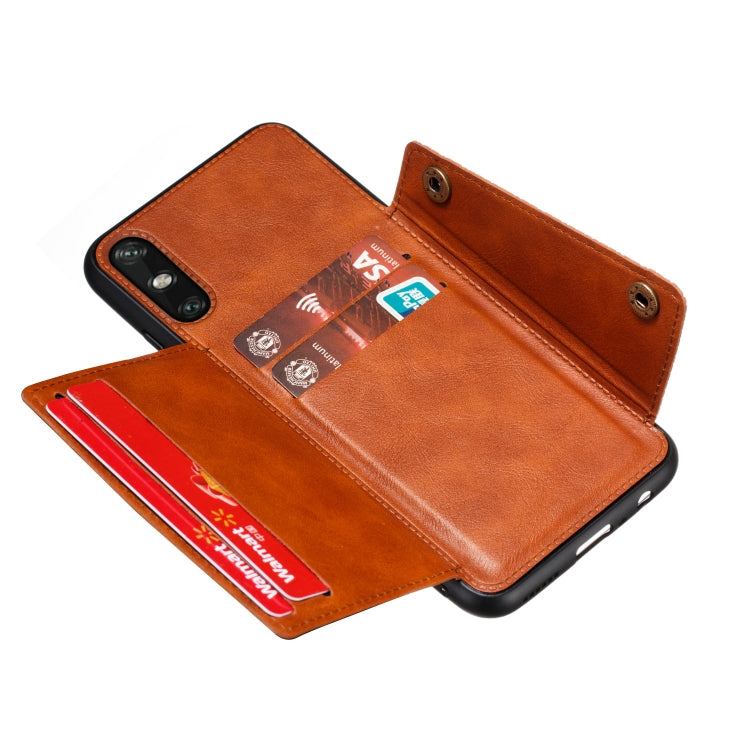 For Huawei Enjoy 10e PU + TPU Shockproof Magnetic Protective Case with Card Slots