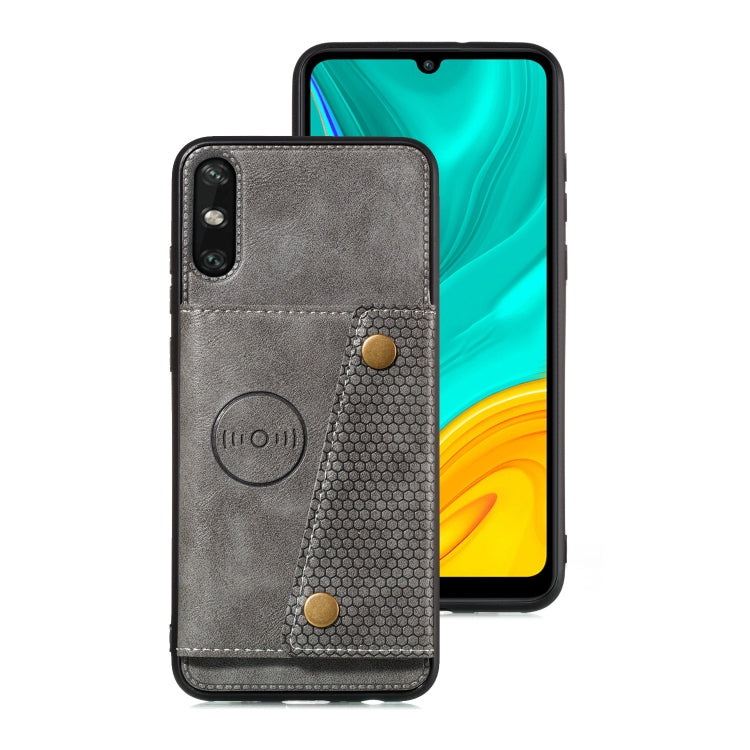 For Huawei Enjoy 10e PU + TPU Shockproof Magnetic Protective Case with Card Slots