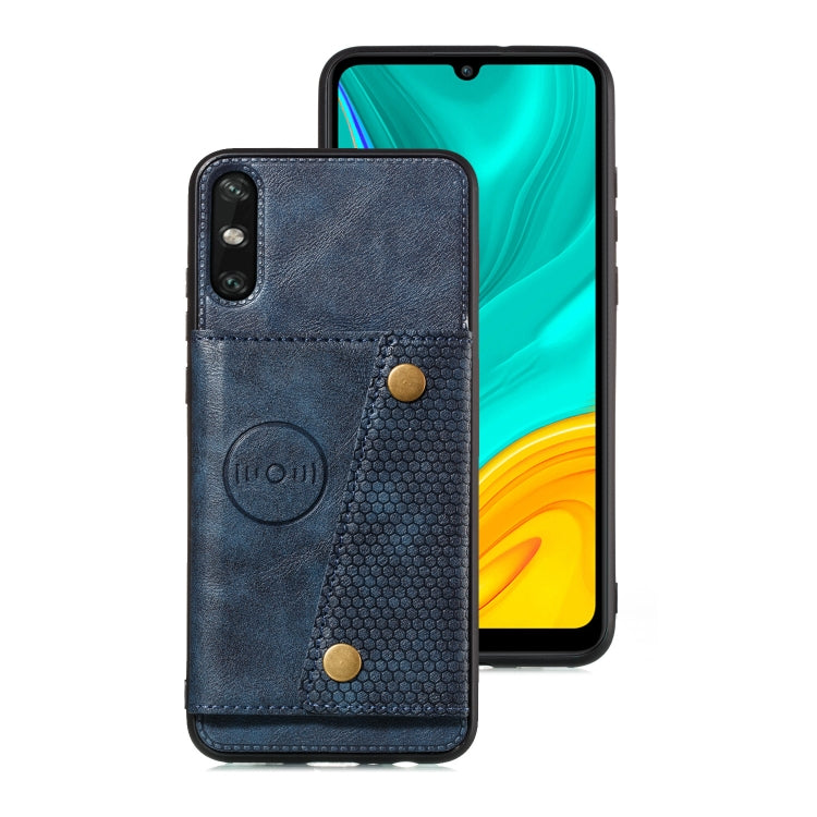 For Huawei Enjoy 10e PU + TPU Shockproof Magnetic Protective Case with Card Slots