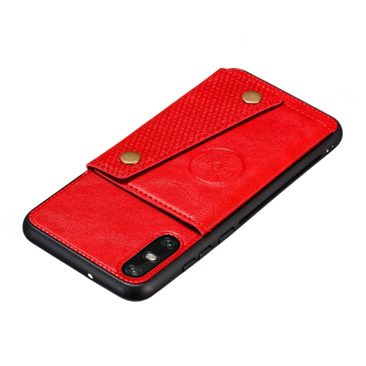 For Huawei Enjoy 10e PU + TPU Shockproof Magnetic Protective Case with Card Slots