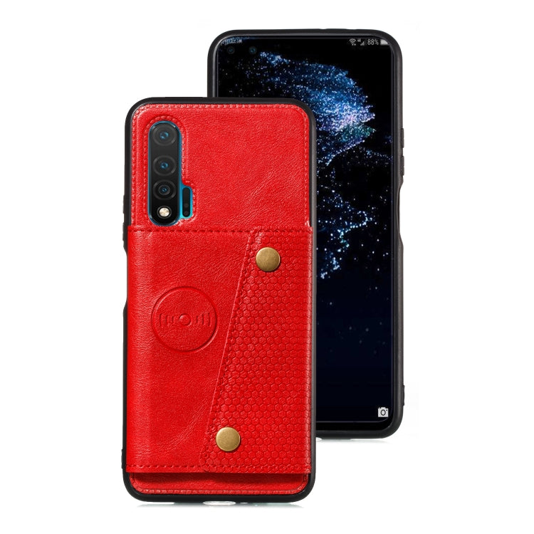 For Huawei Nova 6 PU + TPU Shockproof Magnetic Protective Case with Card Slots