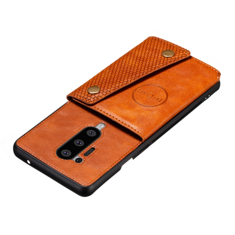 For OnePlus 8 Pro PU + TPU Shockproof Magnetic Protective Case with Card Slots